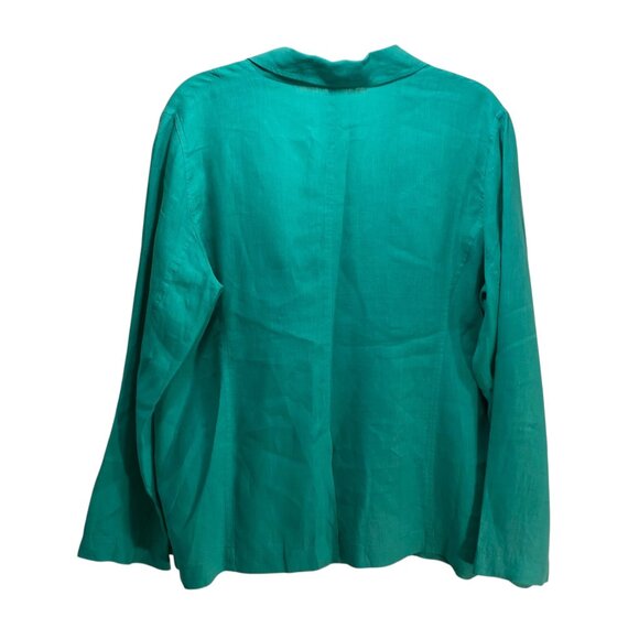 Eileen Fisher Linen Kelly Green Blazer Women’s L Resortwear Minimalist Old Money - Picture 3 of 12
